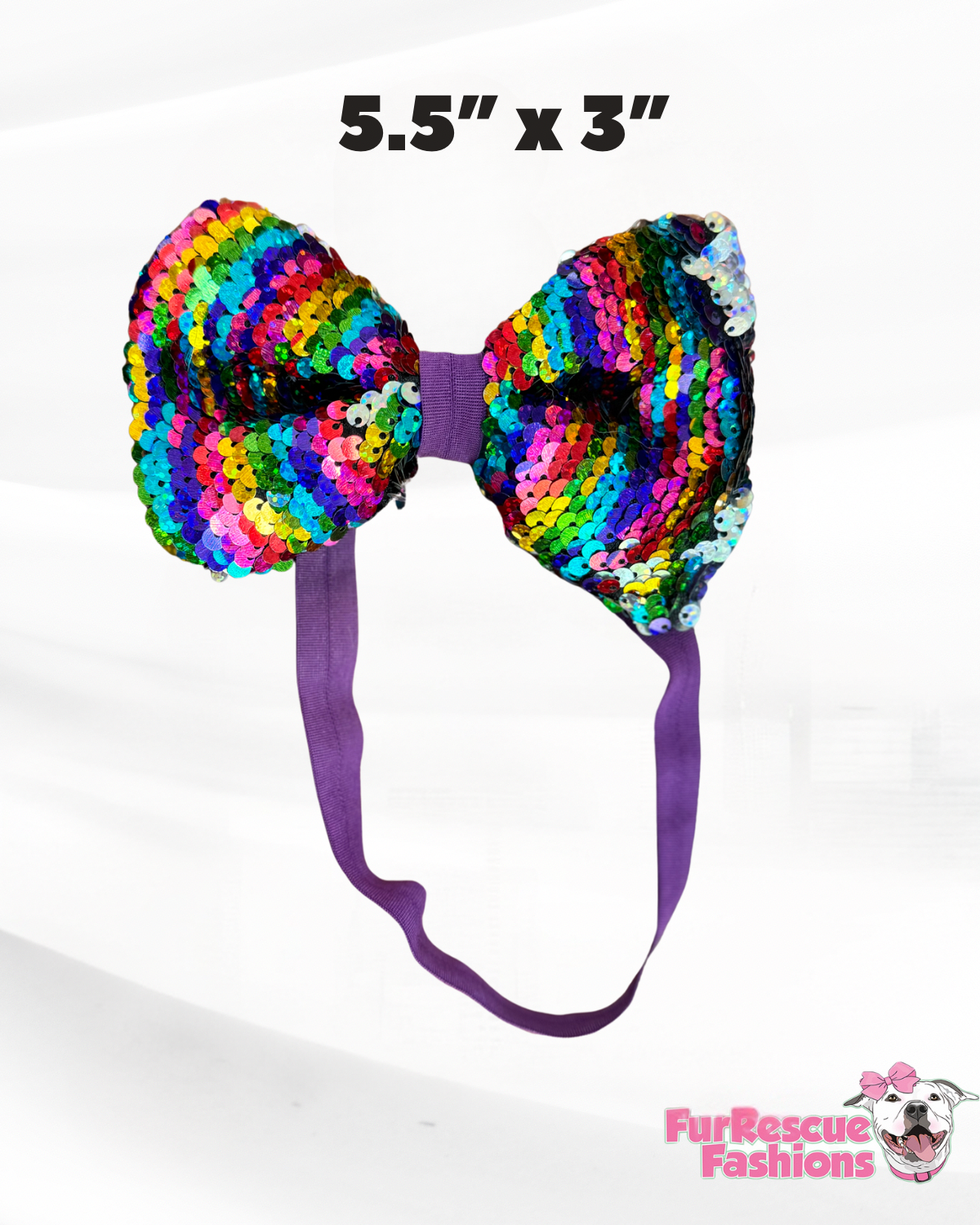 Rainbow Sequins Dog Bow