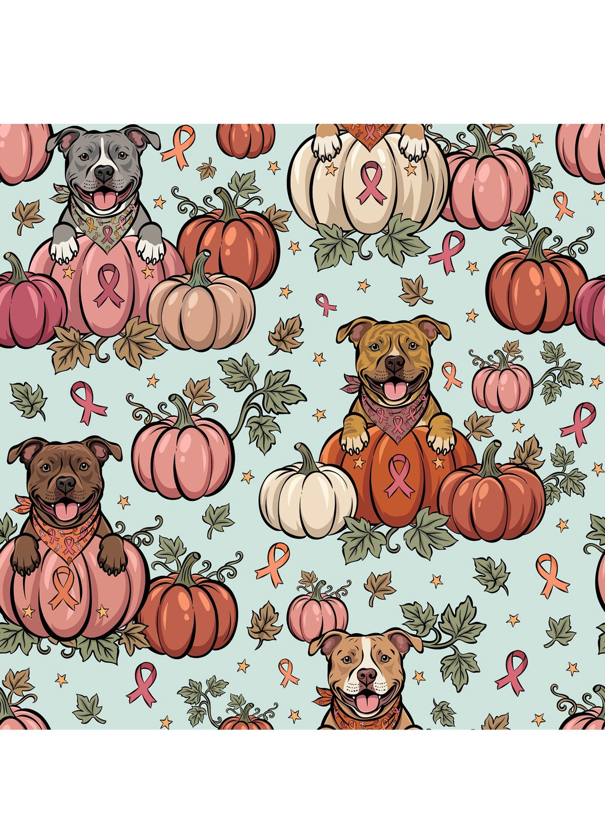 Orange You Glad We Wear Pink (Light Teal) - Dog Pajama with Orange Neck & Trim/Sleeves