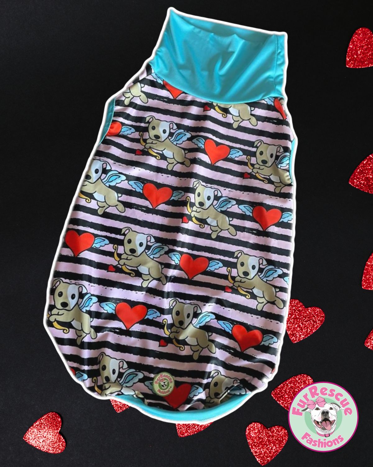 CuPAWed Shuffle - PAWjama with Sky Blue Neck & Trim/Sleeves