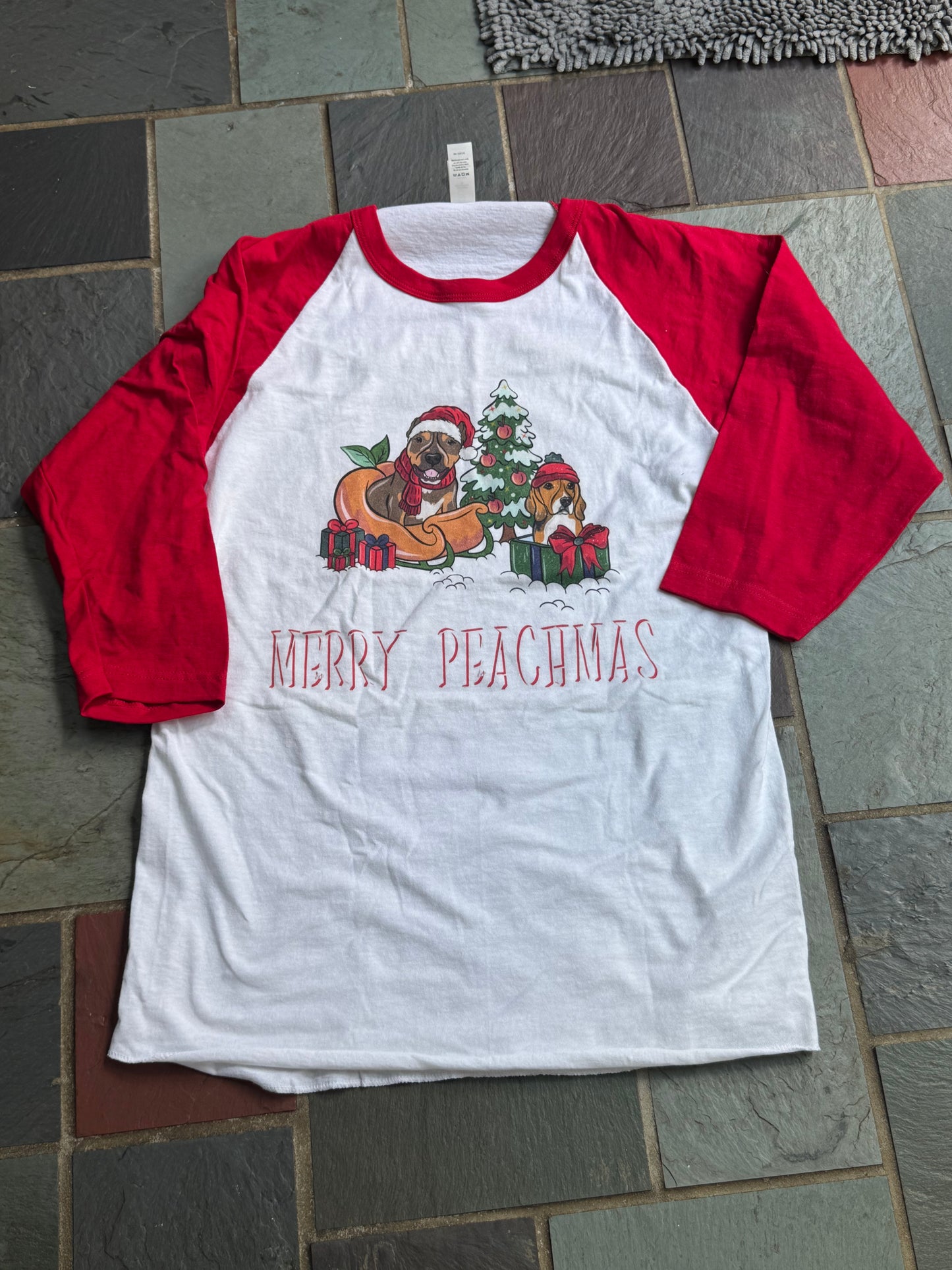 Merry Peachmas Dog Pajama with Red Neck & Trim/Sleeves