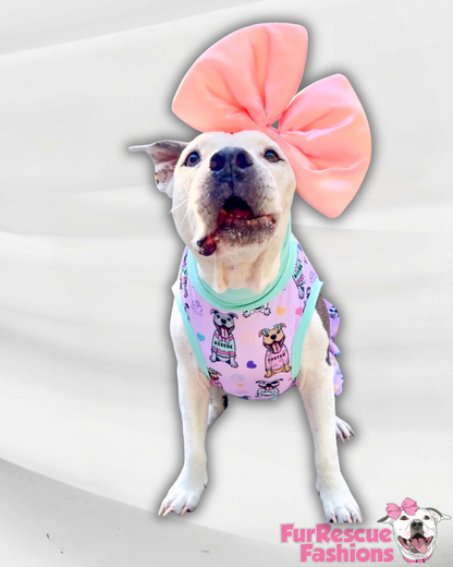 FurResCrew Pink - Dog Pajama with Mint Neck & Trim/Sleeves