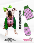 Holiday Hippos Pink - Dog Pajama with Green Neck & Trim/Sleeves