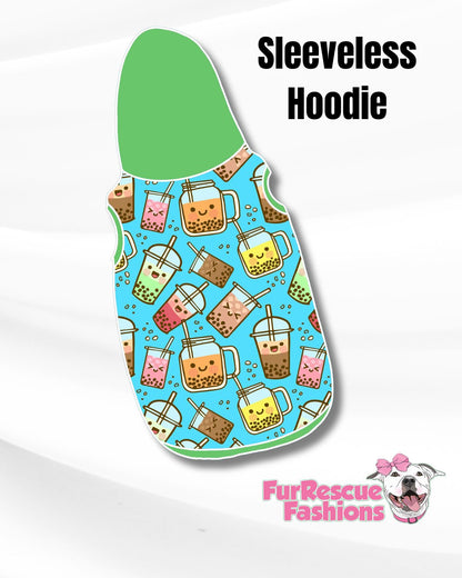 Boba Tea Dog Pajama with Green Neck & Trim/Sleeves