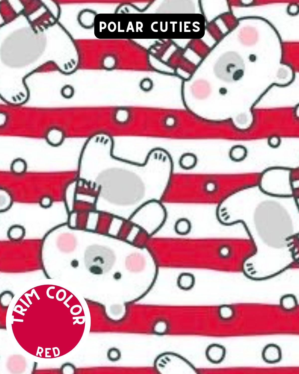 Polar Cuties Dog Pajama with Red Neck & Trim/Sleeves