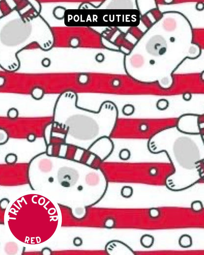 Polar Cuties Dog Pajama with Red Neck & Trim/Sleeves