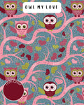 Owl My Love - PAWjama with Burgundy Neck & Trim/Sleeves