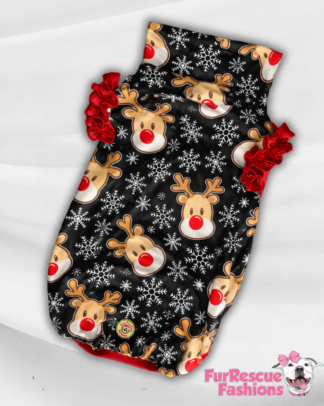 Ultra-Luxe Christmas Dog Shirt With Ruffles (AVAILABLE IN ANY PRE-ORDER PATTERN)