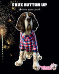 Hail to the Plaid Patriotic Dog Pajama with Red Neck & Trim/Sleeves