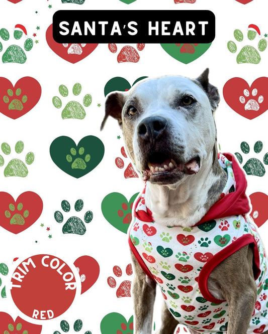 Santa’s Heart - Dog Pajama with Red Neck & Trim/Sleeves