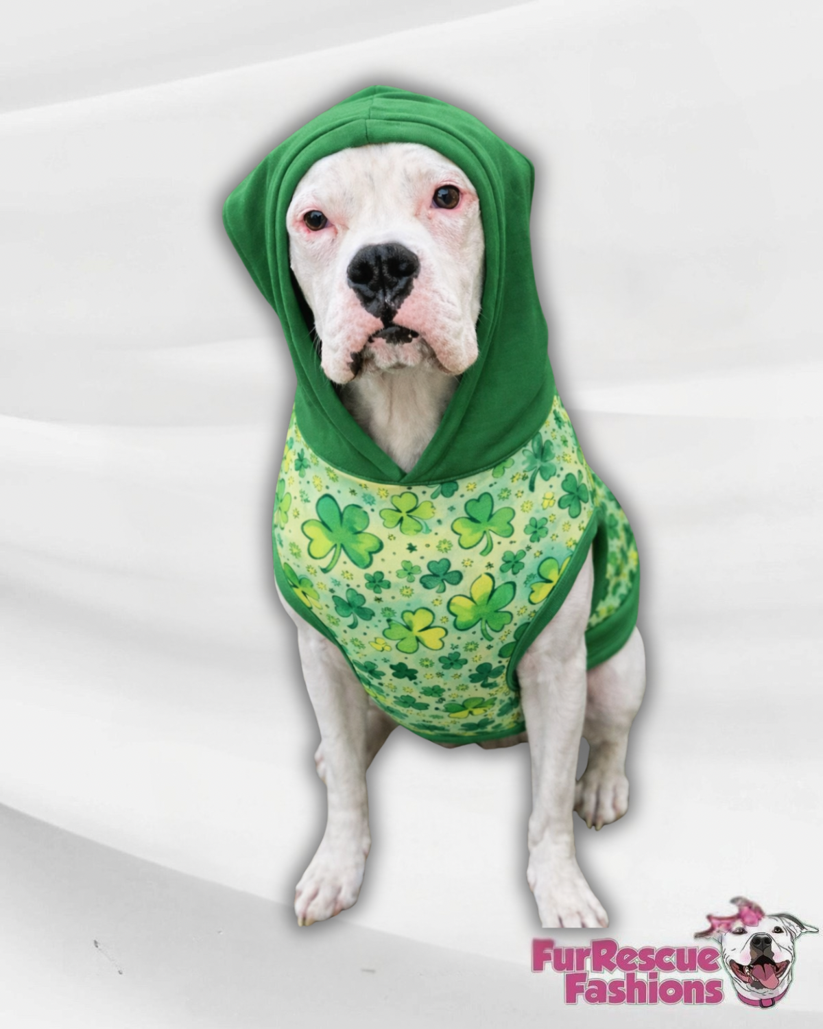 Shamrock’s Magic Dog Pajama with Green Neck & Trim/Sleeves