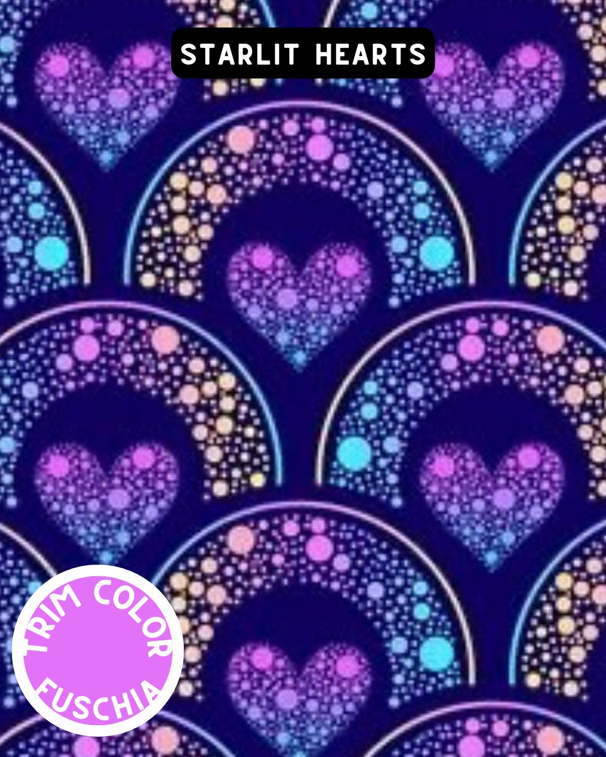 Starlit Hearts Dog Pajama with Fuchsia Neck & Trim/Sleeves