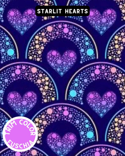 Starlit Hearts Dog Pajama with Fuchsia Neck & Trim/Sleeves