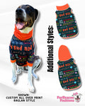 Pittie Proud Teal - End BSL Dog Pajama with Orange Neck & Trim/Sleeves
