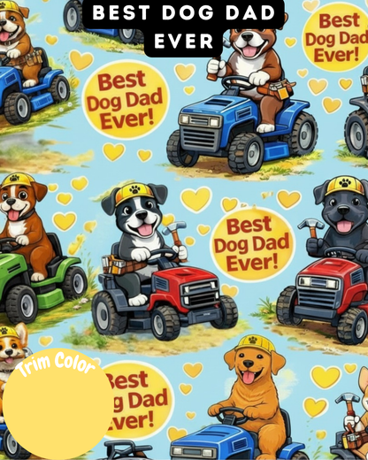 Best Dog Dad - Dog Pajama with Yellow Neck & Trim/Sleeves