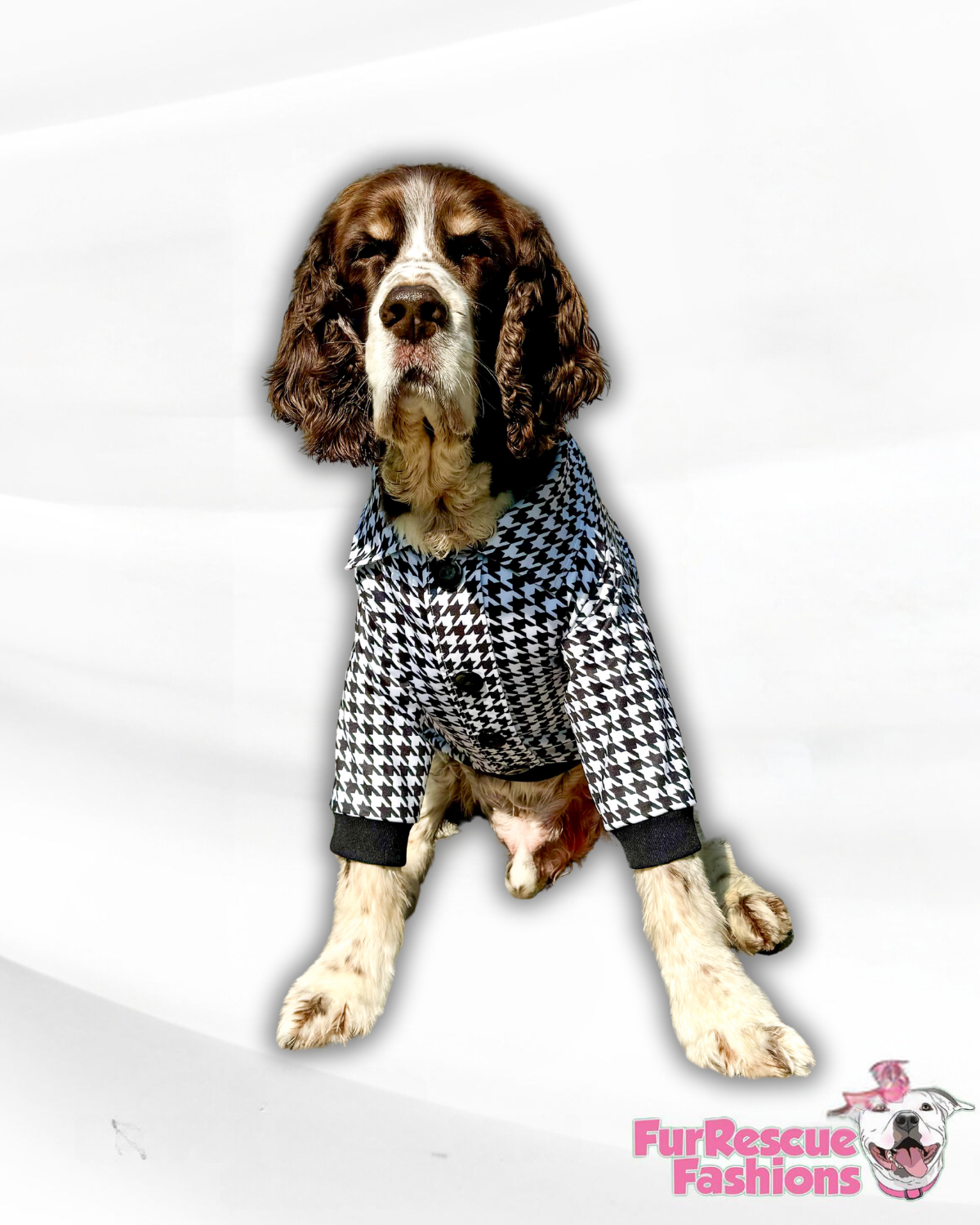 UV50 Black & White Houndstooth Classic Pup Sun Shirt