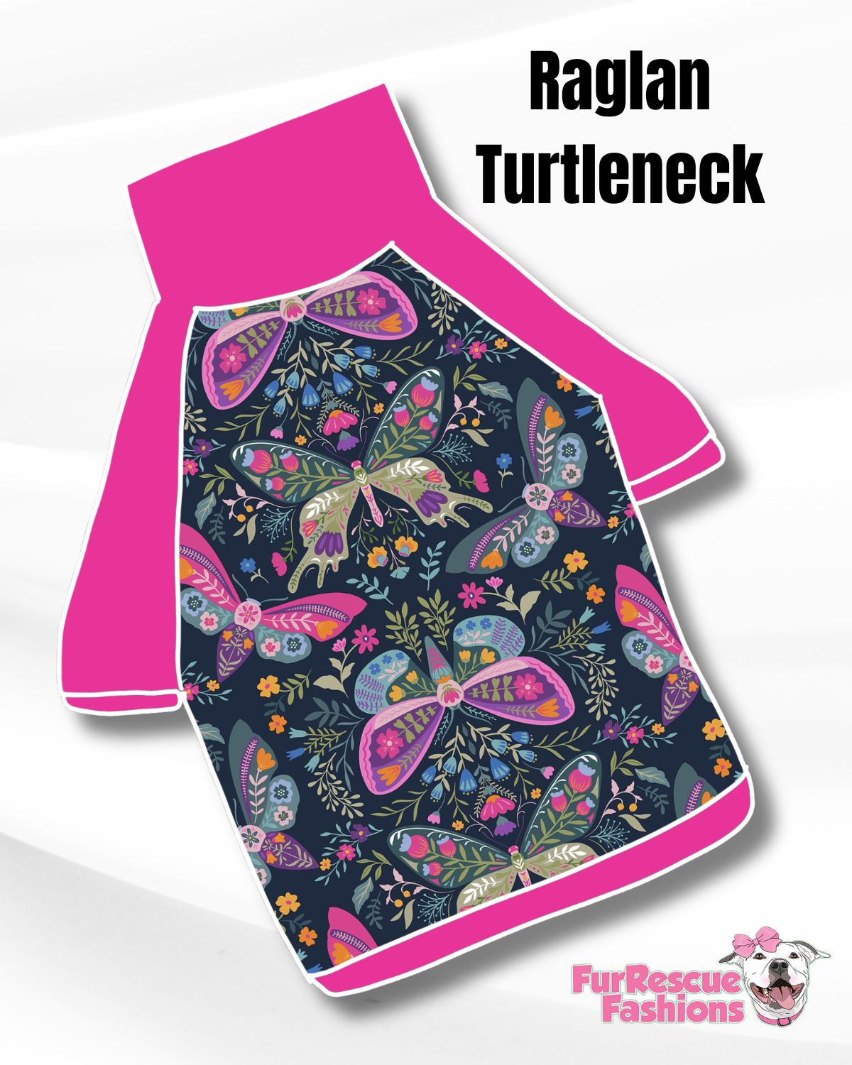 Butterfly Garden Pajama with Hot Pink  Neck & Trim/Sleeves