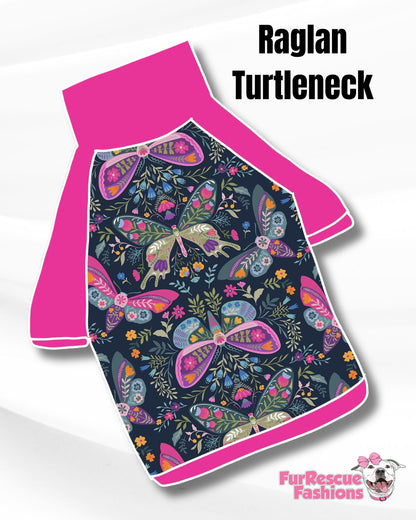 Butterfly Garden Pajama with Hot Pink  Neck & Trim/Sleeves