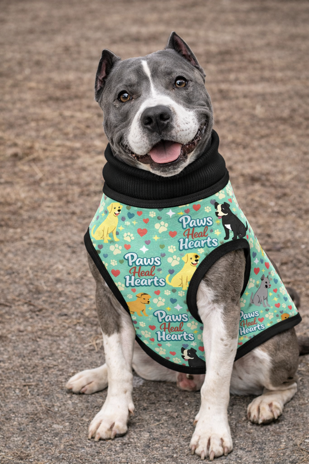 Paws Heal Hearts - Dog Pajama with Pink OR Black Neck & Trim/Sleeves