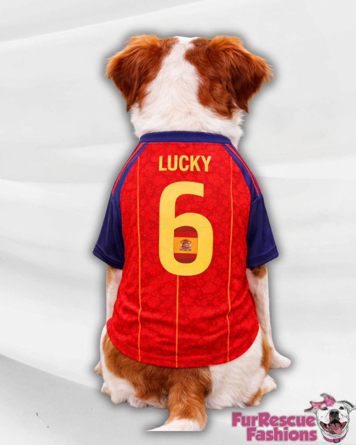 Spain Dog Jersey or Ruffle Dress – Soccer Cup 2026 | Custom Pet Soccer Shirt ⚽️🐾