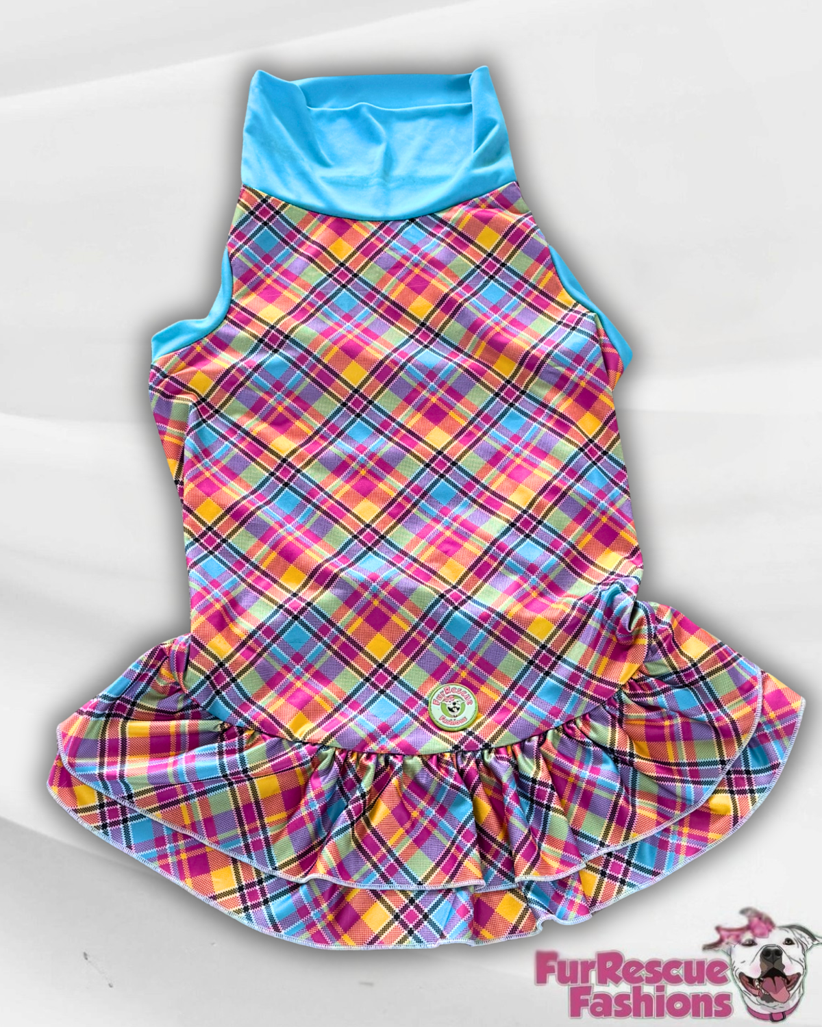 Easter Plaid Dog Dress With Ruffle / With Sleeves or Sleeveless