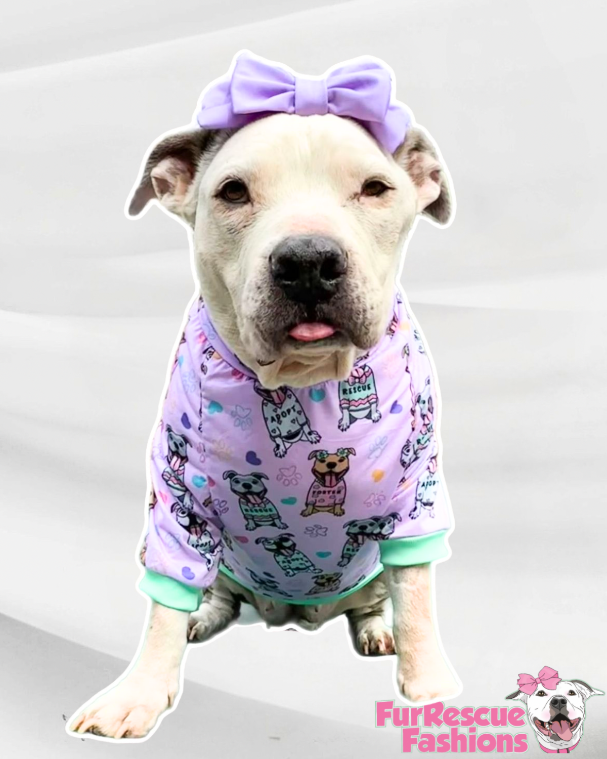 FurResCrew Pink - Dog Pajama with Mint Neck & Trim/Sleeves