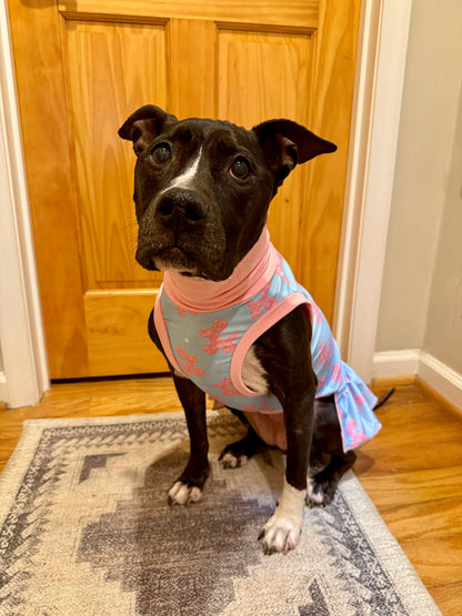 Balloon Pups Dog Pajama with Pink Neck & Trim/Sleeves