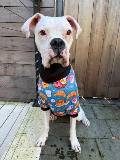 Brunch Love Fest Dog Pajama with Black Neck & Trim/Sleeves