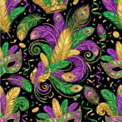 Mardi Gras Masquerade Dog Pajama with Green Neck & Trim/Sleeves