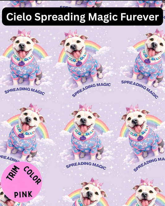 Cielo Spreading Magic Furever Pajama with Pink Neck & Trim/Sleeves