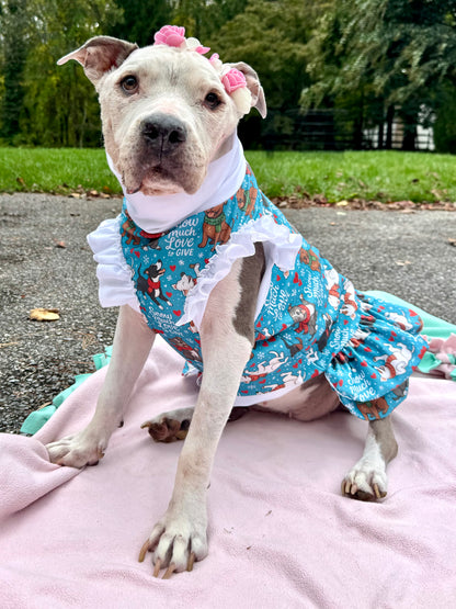 Snow Much Love Dog Pajama with White Neck & Trim/Sleeves