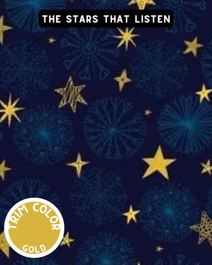 The Stars That Listen Dog Pajama with Gold Neck & Trim/Sleeves