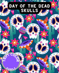 Day Of The Dead Skulls Dog Pajama with Purple Neck & Trim/Sleeves