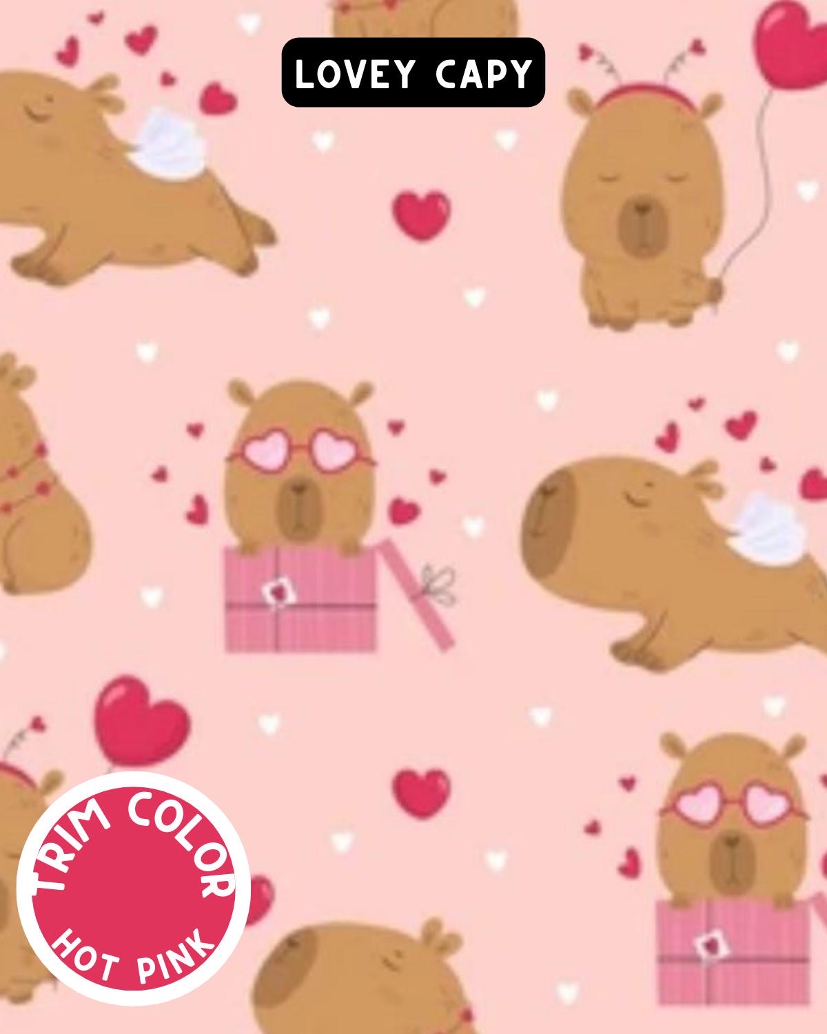 Lovey Capy Dog Pajama with Hot Pink Neck & Trim/Sleeves