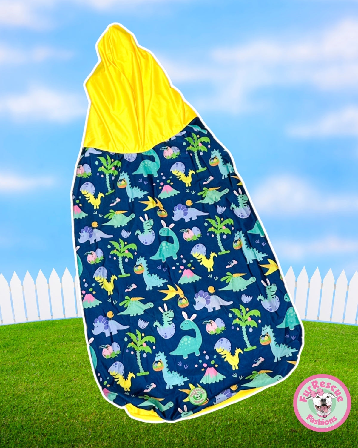 Bunnysaurus Pajama with Yellow Neck & Trim/Sleeves