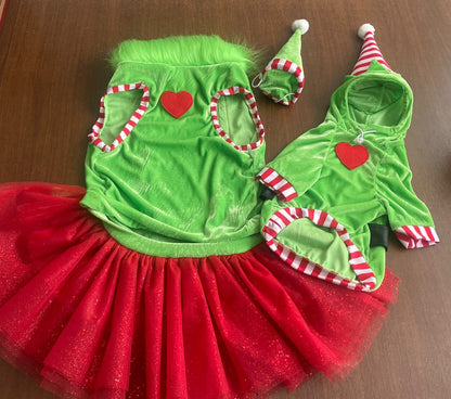 Merry Little Mischief Couture Christmas Dog Dress & Hat