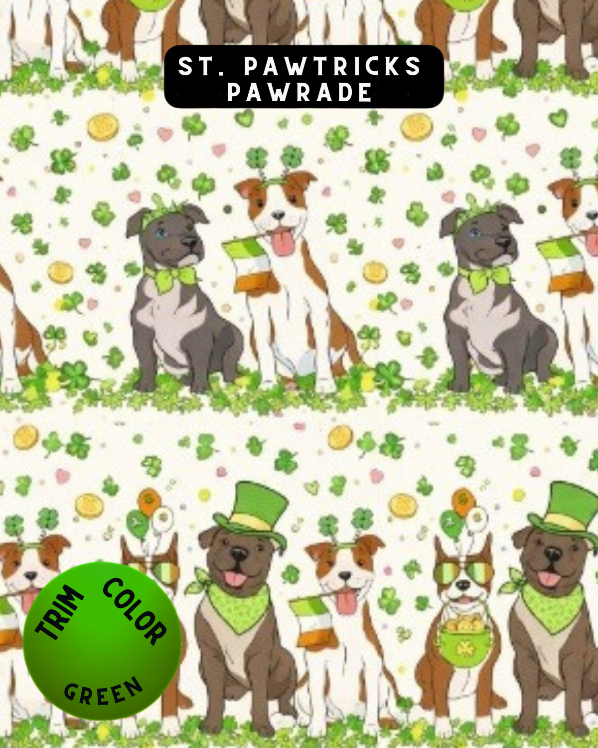 St. Pawtrick’s Pawrade Dog Pajama with Green Neck & Trim/Sleeves