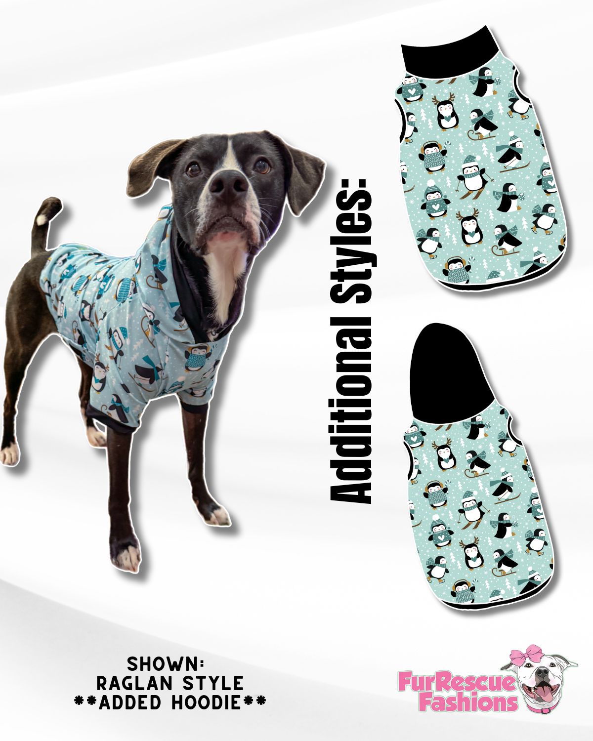 Happy Feet Penguins - Dog Pajama with Black Neck & Trim/Sleeves