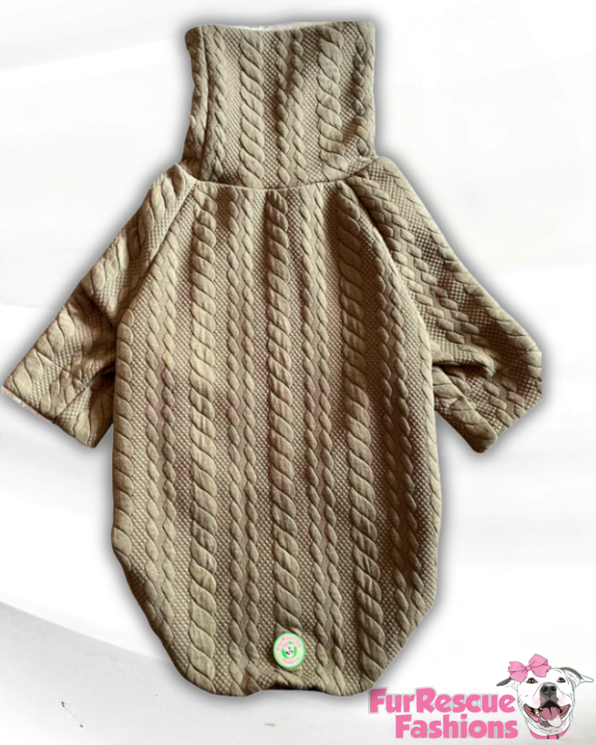 Olive Cable Knit Dog Shirt