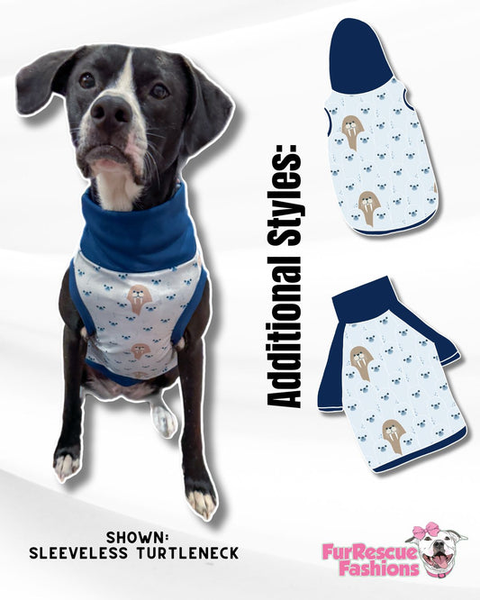 Being Seal-y - Dog Pajama with Navy Neck & Trim/Sleeves