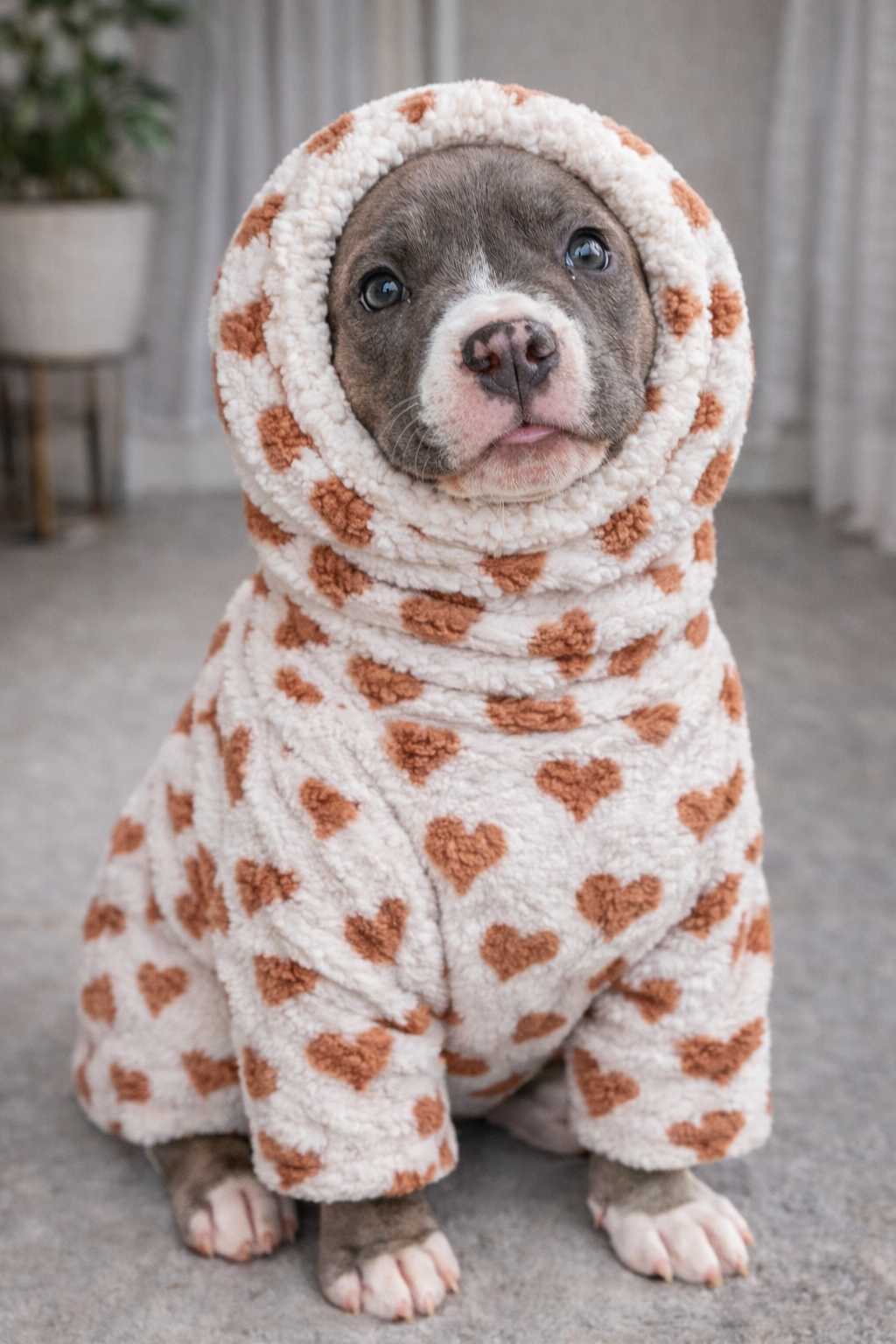 Polka Hearts Snood Dog Sweater – Luxury Fleece & Sherpa Lining