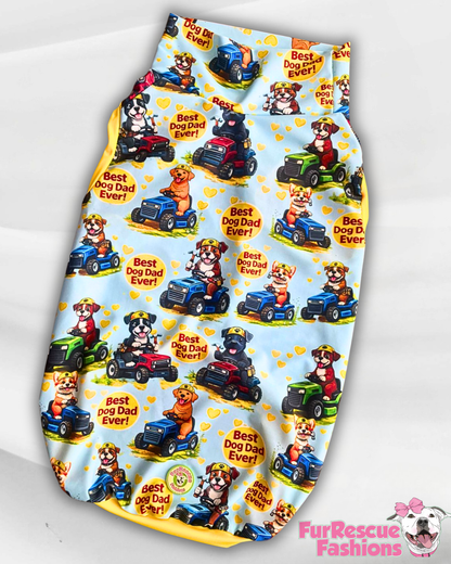 Best Dog Dad - Dog Pajama with Yellow Neck & Trim/Sleeves