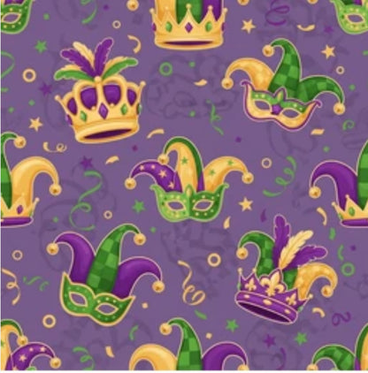Mardi Gras Royal Jester Dog Pajama with Gold Neck & Trim/Sleeves