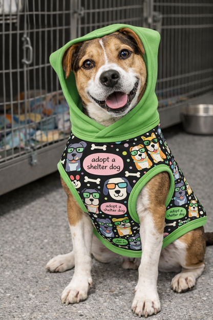 Adopt A Shelter Dog - Dog Pajama with Green Neck & Trim/Sleeves