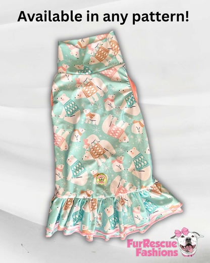 2026 Christmas in July Dog Dress With Ruffle / With Sleeves or Sleeveless (Available in any pattern)