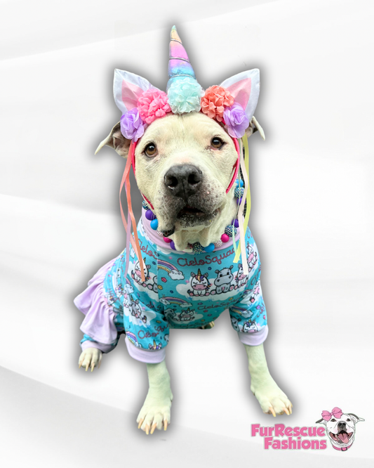 Cielo’s Squad - Dog Pajama with Lavender Neck & Trim/Sleeves