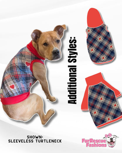 Plaid Love - Dog Pajama with Red Neck & Trim/Sleeves