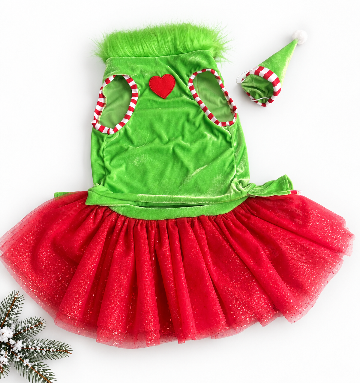 Merry Little Mischief Couture Christmas Dog Dress & Hat