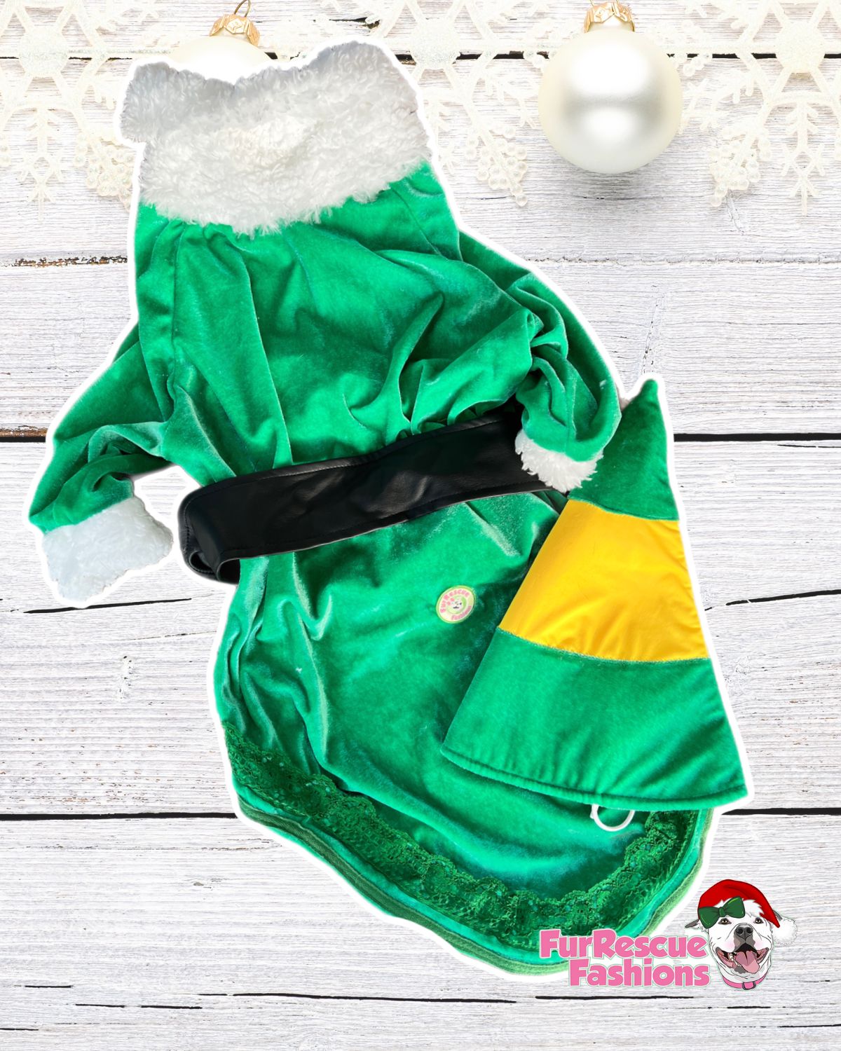 Buddy’s North Pole Couture Christmas Dog Outfit & Hat