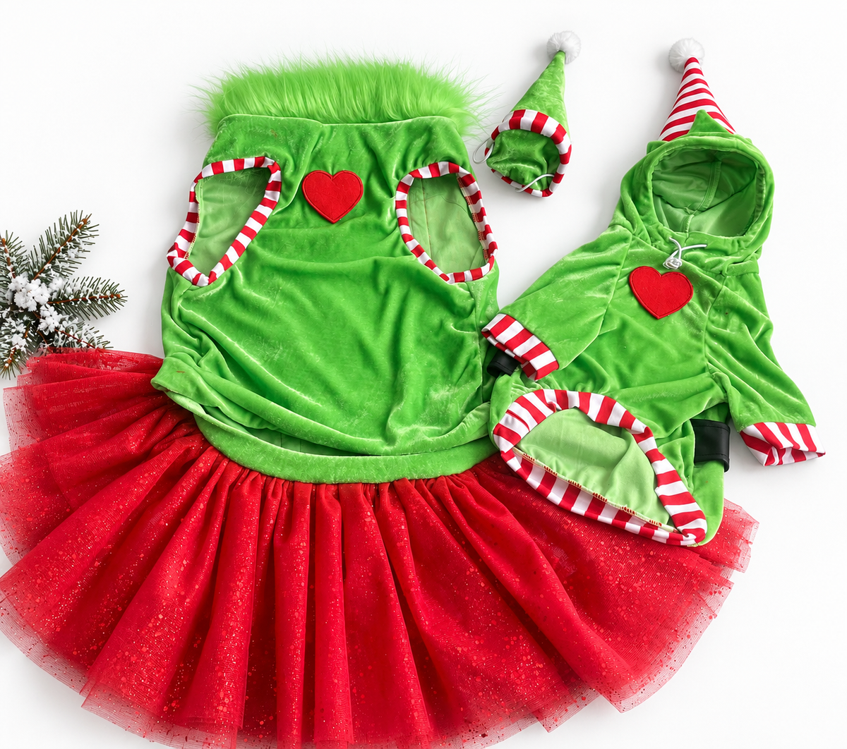 Merry Little Mischief Couture Christmas Dog Dress & Hat