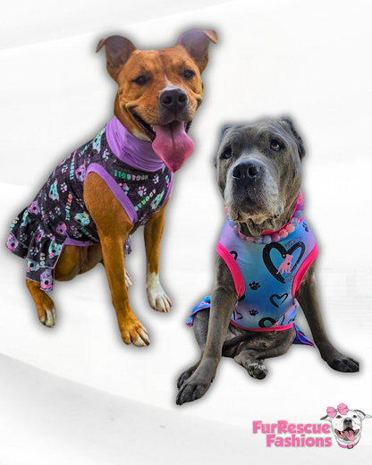 7th Anniversary Dog Dress With Ruffle / With Sleeves or Sleeveless (Available in any pattern)
